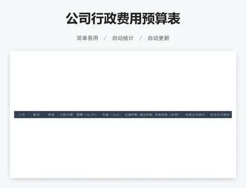 公司行政费用预算表