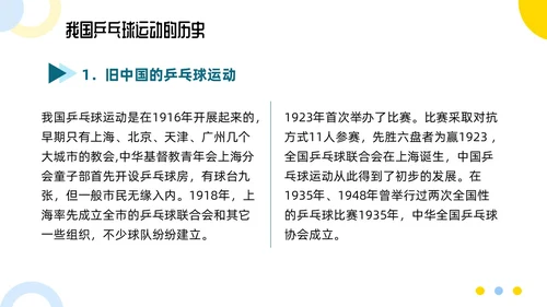 蓝色简约乒乓球起源与发展小学体育PPT课件PPT模板宣传PP