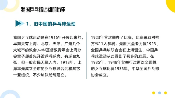 蓝色简约乒乓球起源与发展小学体育PPT课件PPT模板宣传PP
