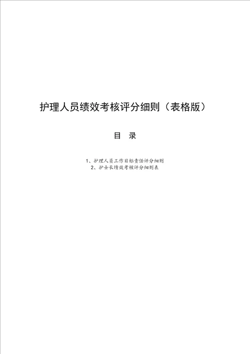 护理人员绩效考核评分细则表格版