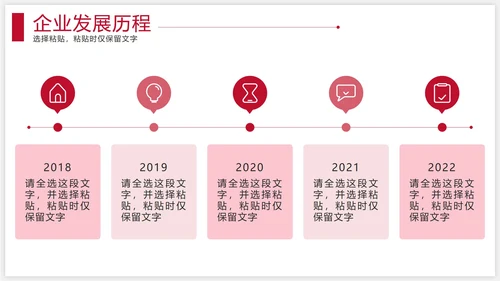 红色企业发展历程时间轴PPT模板