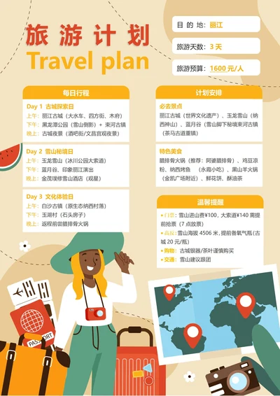 (丽江)旅游计划3天