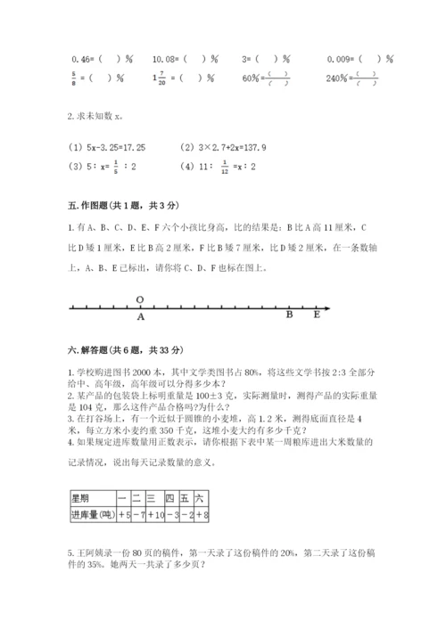 新晃侗族自治县六年级下册数学期末测试卷精编答案.docx