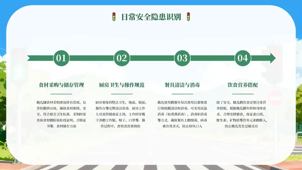 绿色卡通幼儿园安全教育专题培训PPT模板