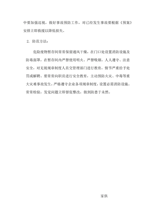 家具厂危险废物环境事故应急专题预案.docx