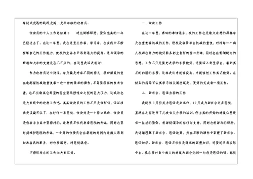 2021收费员的个人工作总结（精选14篇）