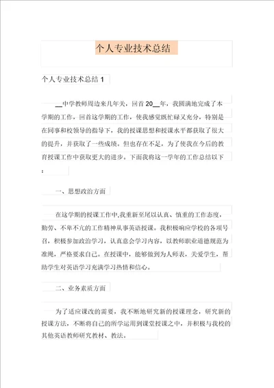 实用模板个人专业技术总结