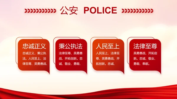 红色党建警察年终工作总结述职报告动态PPT模板