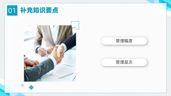 蓝色简约形状企业组织管理PPT课件