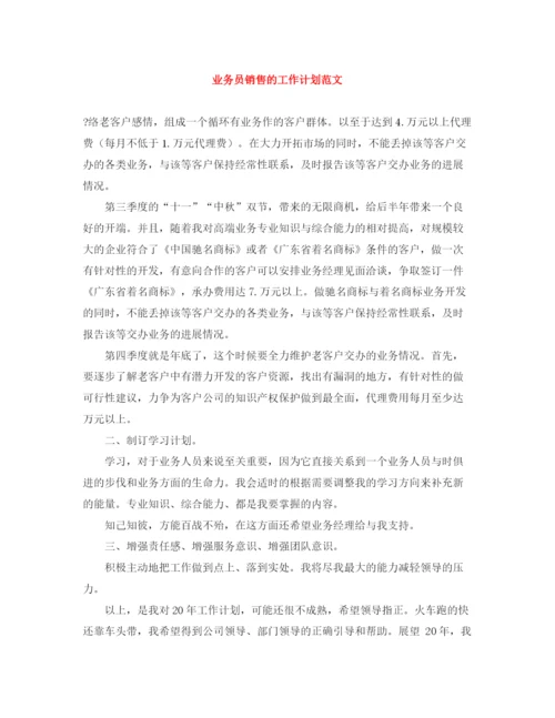 精编之业务员销售的工作计划范文.docx