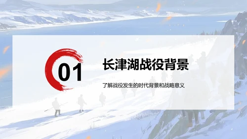 红色插画风长津湖战役英勇事迹PPT模板