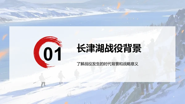 红色插画风长津湖战役英勇事迹PPT模板