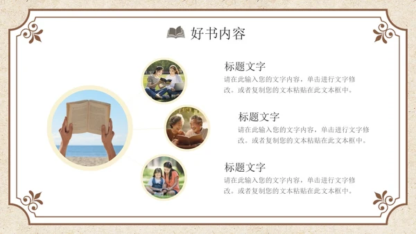 褐色复古风读书分享PPT模板