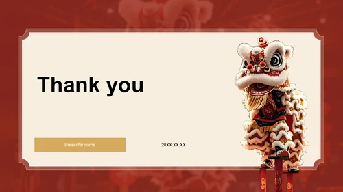 红色中国风醒狮精神与团队协作启示PPT主题