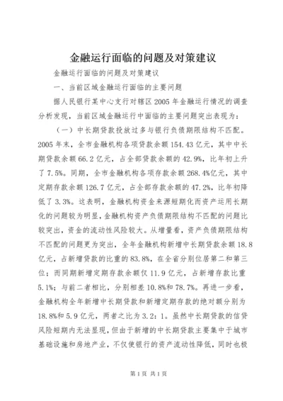 金融运行面临的问题及对策建议 (3).docx