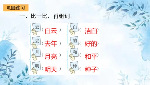 部编版一年级上册第七单元复习课件