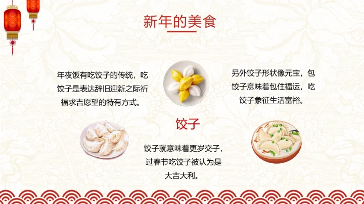 新年红喜庆中国风农历春节习俗介绍PPT模板
