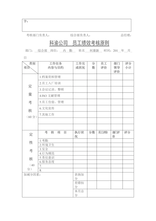 XX公司员工绩效考评标准细则.docx