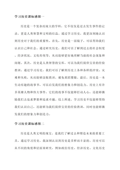 学习历史课标感想