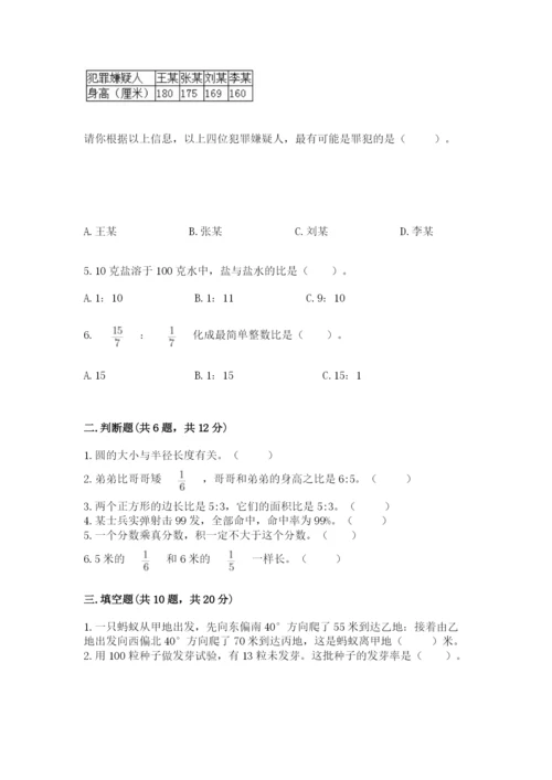 人教版六年级上册数学期末测试卷（完整版）word版.docx