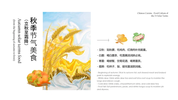 彩色抽象风中国二十四节气食物文化介绍PPT模板
