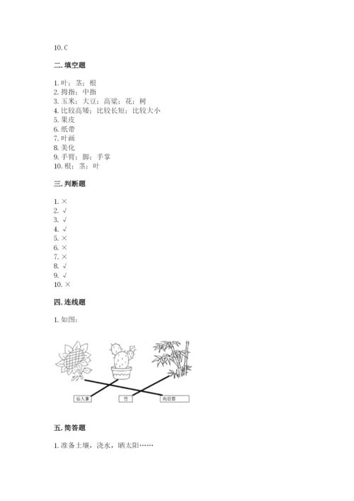 教科版一年级上册科学期末测试卷含解析答案.docx