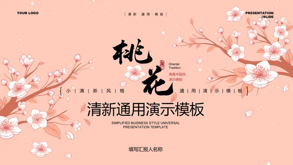 粉色小清新风总结汇报通用PPT演示模板