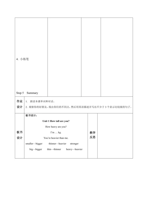 【课堂跟踪】Unit 1How tall are you B let's learn教案