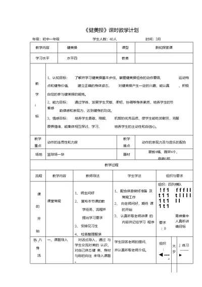 初中体育 1健美操教学设计学情分析教材分析课后反思