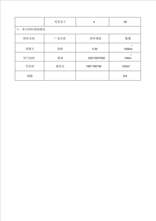 建设工程施工单位月报