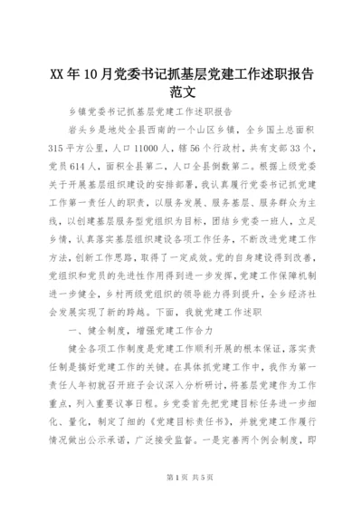 某年10月党委书记抓基层党建工作述职报告范文.docx