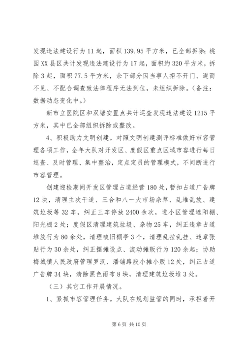 市城乡规划管理监察大队工作总结及XX年工作计划.docx