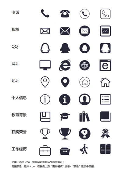 简历常用icon-Word简历模板