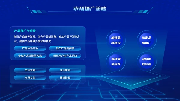 蓝色科技风下半年工作规划PPT模板