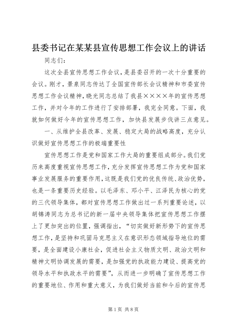 县委书记在某某县宣传思想工作会议上的讲话.docx