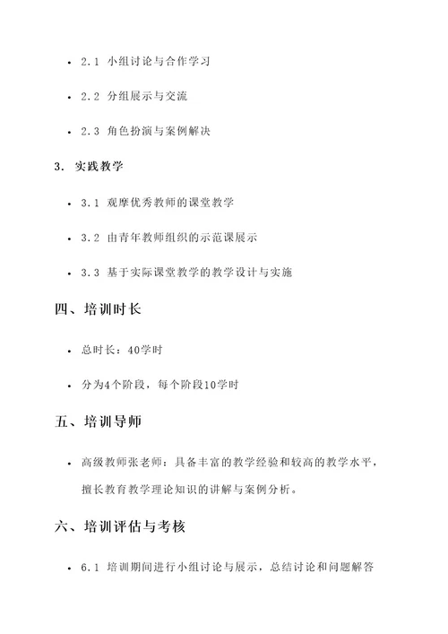 小学青年教师业务培训方案