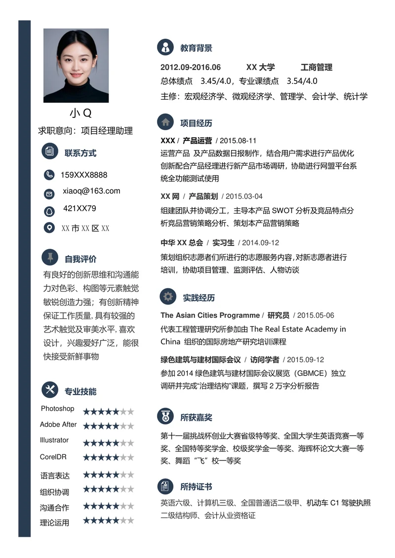 项目经理助理简历15