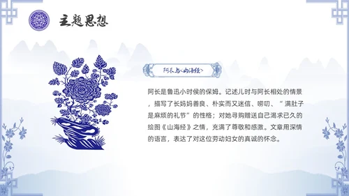 中国风青花瓷名著阅读朝花夕拾读书分享PPT