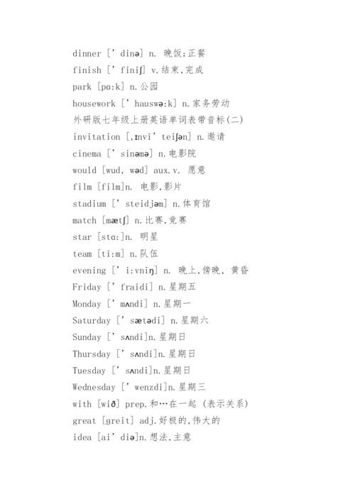 外研版七年级上册英语单词表带音标.docx