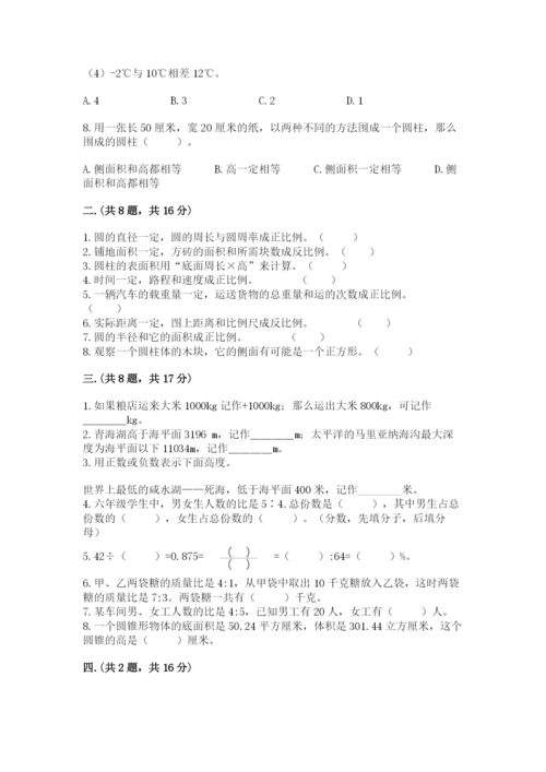 苏教版数学六年级下册试题期末模拟检测卷精品（夺分金卷）.docx