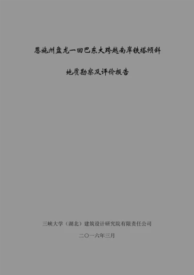 巴东南岸铁塔地勘及评价综合报告.docx