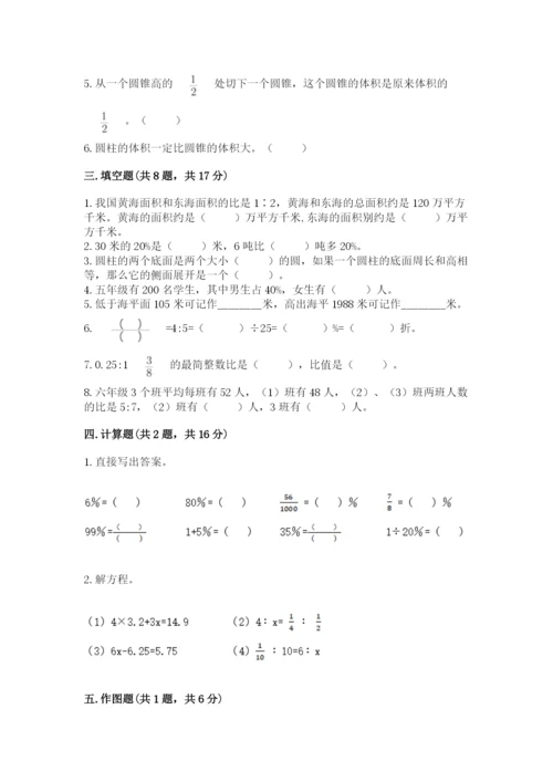 张家港市六年级下册数学期末测试卷往年题考.docx