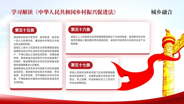红色简约乡村振兴促进法解读学习PPT模板