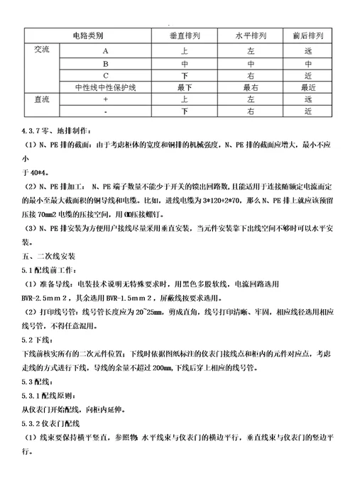 配电柜生产工艺标准