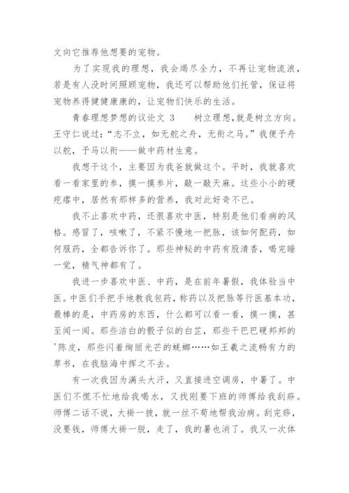 青春理想梦想的议论文.docx