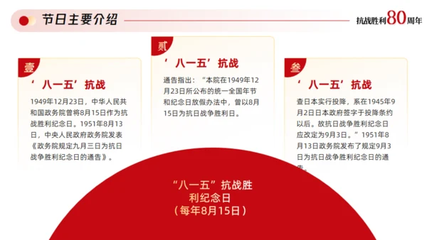 红色党政风纪念抗战胜利周年通用PPT模板