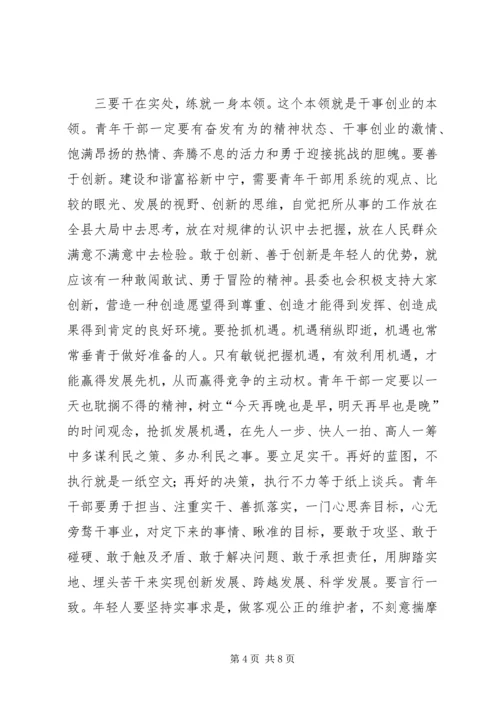 县委书记在全县青年干部座谈会上的讲话 (4).docx