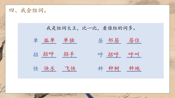 【核心素养】部编版语文一年级下册-5. 树和喜鹊 第1课时（课件）
