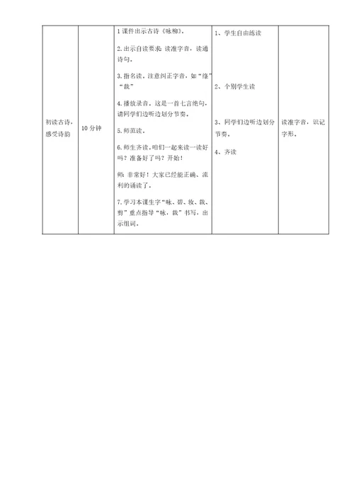 学科：语文 班级：二年1班