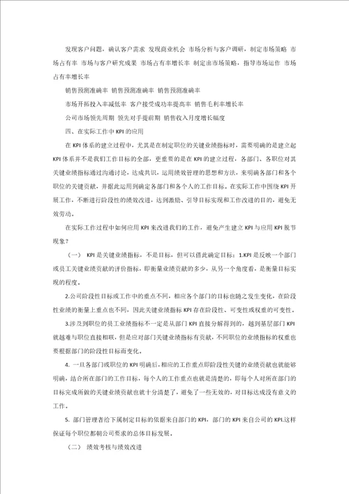 绩效考核管理之关键绩效指标体系